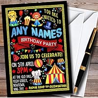 Black Kids Circus Carnival Clown Personalized Childrens Birthday Party Invitations