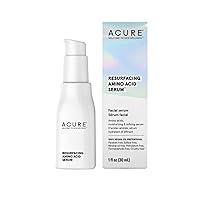 Acure Resurfacing Amino Acid Serum - Achieve Glass Glowing Skin - Moisturizing, Hydrating Serum with 10% Amino Acids - Skin Refining Formula or All Skin Types for Daily Use - 100% Vegan - 1 oz