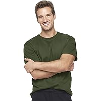 Hanes Beefy-T Men`s Short-Sleeve T-Shirt, Fatigue Green, 2XL
