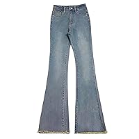 Tummy Control Bell Bottom Jeans for Women 2024 Trendy Flared Stretch Denim Pants High Waist Loose Western Boot Cut