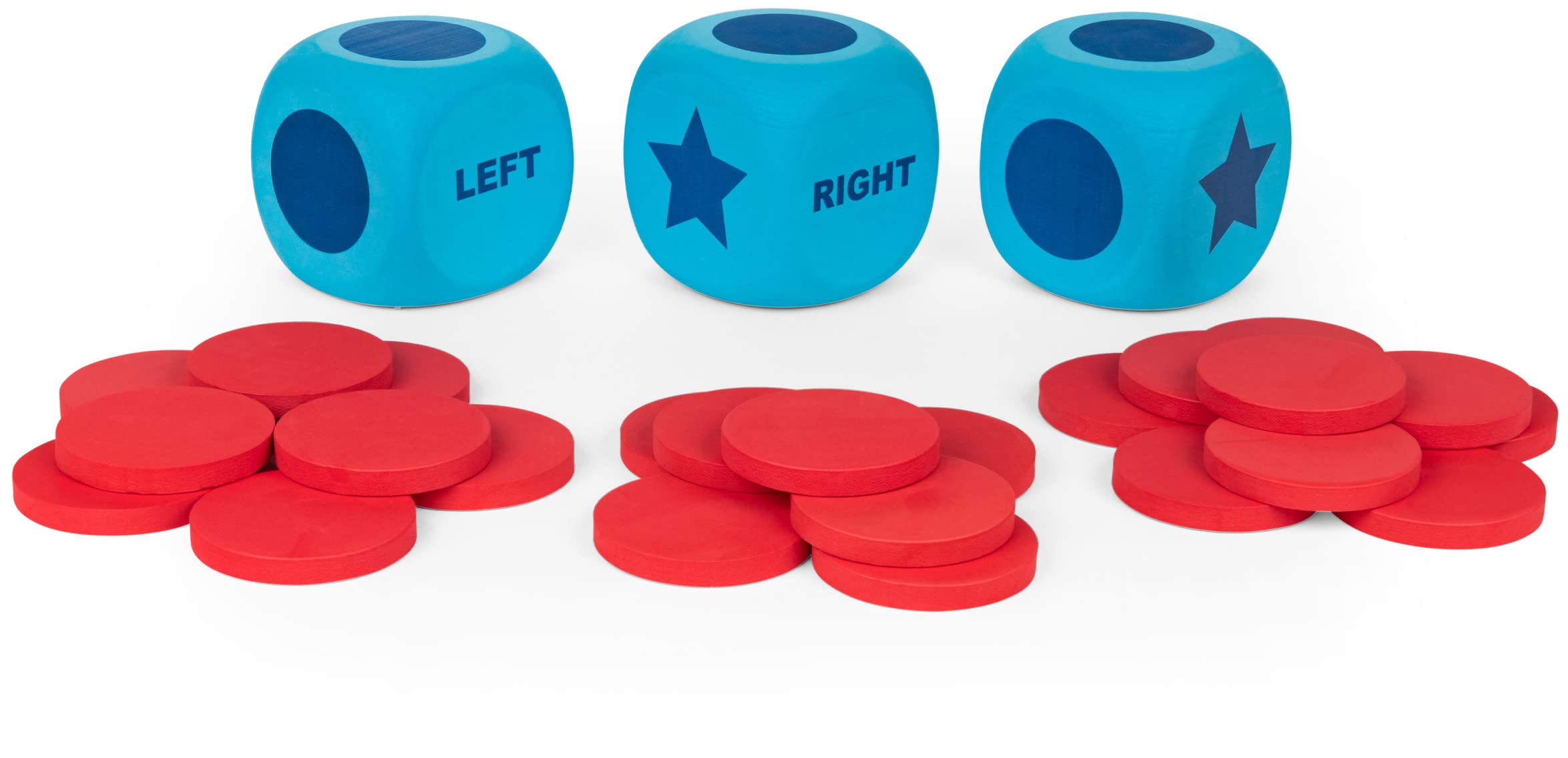 Giant Left Center Right, Classic Family Board Game Summer Toy with Big, Oversized Dice & Tokens, for Kids and Adults Ages 6 and up