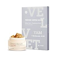 BLITHE Replenish & Plump Bundle Set for Dry Mature Skin - Korean Skin Lifting Duo Self Care Gifts for Women for Anti-Aging (Pressed Serum Tundra Chaga, Velvet Yam Sheet Mask 5-Pack)