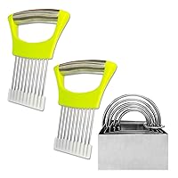 Onion Slicer and Cookie Cutter Set Square,Cookies Mold Tool with Handle 5 Pieces Biscuit Cutter,Stainless Steel Onion Cutter Knife,Tomato Slicer,Kitchen Accessory,Cutter for Meat Lemon Potato,3 Packs