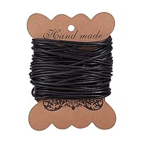 Pandahall 11Yards/10M 1mm Cowhide Genuine Leather Cord Round Thread Thong String Black for Jewelry Bracelet Necklace Making Leather Craft Supplies