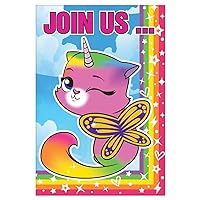 Amscan Rainbow Butterfly Unicorn Kitty™ Postcard Paper Invitations - 6 1/4