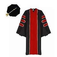Unisex Doctoral Graduation Gown and 8 Side Tam Package for Faculty and Professor Phd