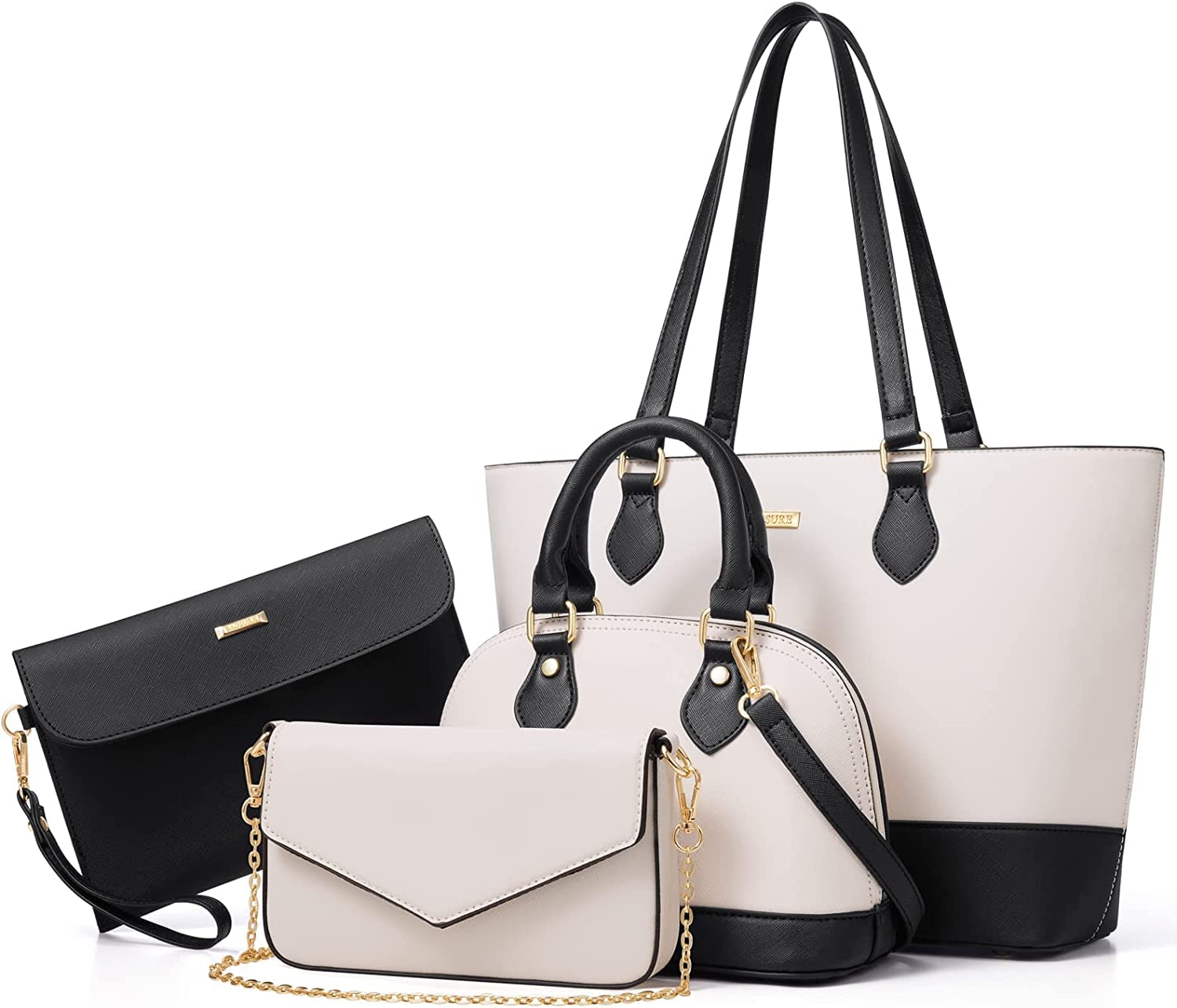Bagsure Handbag Set, Purse Sets for Women, Tote Bag 4 pcs, Fashion Purse Sets Women's Handbags The Tote Bag Handbags Sets
