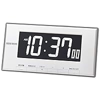 RHYTHM 8RDA78SR03 Table Clock, White, 3.7 x 7.5 x 1.7 inches (9.5 x 19 x 4.4 cm), Alarm Clock, Temperature, Humidity, Calendar, Switchable Display, LED