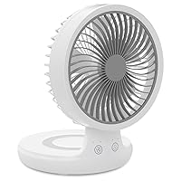 mollie 8-Inch Small Rechargeable USB Desk Fan Battery Operated with Speeds for Home Office Bedroom Mini Portable Personal Quiet Desktop Air Circulator Foldable Cooling Oscillating Table Fan