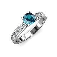 London Blue Topaz & Natural Diamond (SI2-I1, G-H) Engagement Ring 1.95 ctw 14K White Gold