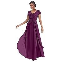 Plus Size Mother of The Groom Dress Plum Mother of The Bride Dresses Long Short Sleeves Formal Dress Size 26W
