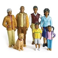 Excellerations Educational Multicultural Pretend Play 2-1/4 inches - 5-1/4 inches H Figurine African-American Family Dolls Set of 7, Preschool