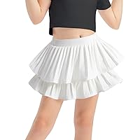 FEOYA Toddler Baby Girls Skirts Skorts Elastic Pleated Skirts for Girls Multi-Layers Ruffle Skirt