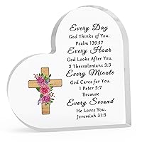 Baptism Gift Heart Acrylic Decor Bible Verse Gifts for Children Religious Gift for Him Her Acrylic Sign Gift Godchild Gift from Godmother Prayer Room Decor Christian Inspirational Gift for Boy Girl