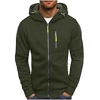 Men's Gym Workout Hooded Sweatshirts Full-Zip Active Hoodies Tops Long Sleeve Casual Hoodie Jacket with Zipper Pocket
