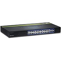 TRENDnet 24-Port 10/100/1000 Mbps Gigabit Web Smart Switch with 4 Shared SFP Slots, Private & Voice VLAN Support, IPv6, Fanless, Rack Mountable, Lifetime Protection, TEG-240WS