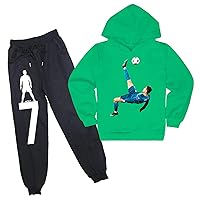 Kid Boys Hooded Sweatshirt and Elastic Waist Sweatpants Set-Football Star Pullover Hoodie Tops