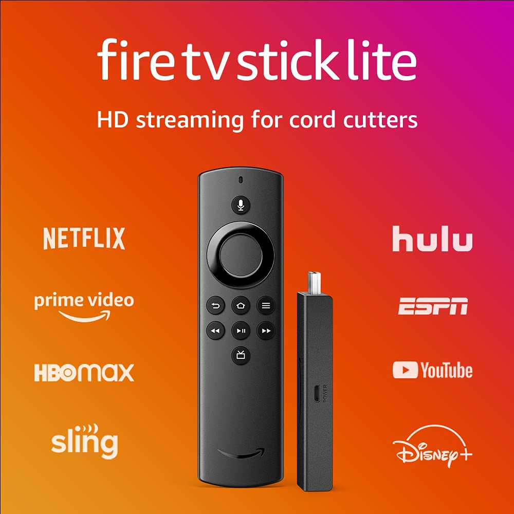 Fire TV Stick Lite, free and live TV, Alexa Voice Remote Lite, smart home controls, HD streaming