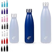 Stainless Steel Water Bottle Narrow Mouth with Screw Lid (12, 17, or 25 oz) - 3 Size and 8 Color Options - Vacuum Insulated, Double Wall, Powder Coated Sweat Proof Thermos