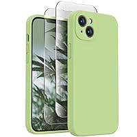 FireNova Designed for iPhone 13 Case, Silicone Upgraded [Camera Protection] Phone Case with [2 Screen Protectors], Soft Anti-Scratch Microfiber Lining Inside, 6.1 inch, Tea Green