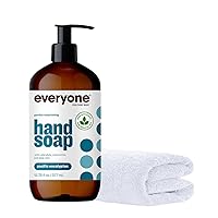 Everyone Liquid Hand Soap, 12.75 oz | Pacific Eucalyptus | Plant-Based Cleanser with Pure Essential Oils & Cotton Towel 16 x 27 Inches