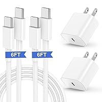 iPhone 15 Fast Charger, 20W USB C Charging Block for Apple iPhone 15 Plus/15 Pro Max, iPad Pro 12.9/11 inch/4/3th/Air/Mini/6 Gen,iPad Wall Plug Power Adapter Cube Brick/6ft Type C to C Cable Cord Long