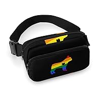 Rainbow Bullddog Hearbeat Fashion Crossbody Fanny Pack Waterproof Waist Bag Belt Bag for Men Women