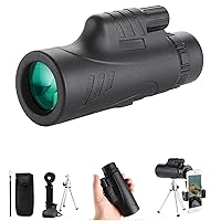 80x100 High Powered Night Vision BAK4 Lens Telescope Monocular Compact Portable Waterproof Monoculars Adults with Tripod Phone Adapter for Bird Watching Hiking Travelling