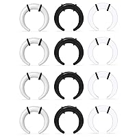 Lcolyoli 6 Pairs Acrylic C Shape Pincher Tapers Septum Buffalo Taper Expander with Black O-Rings Crescent Gauge Earring Plug for Women Men 14G-4G