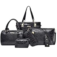 Fashion Shoulder Bag Crocodile 6Pcs Purses Tote Handbag Women Clutch