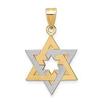 14k Two Tone Yellow and White Gold Star Of DavidCustomize Personalize Engravable Charm Pendant Jewelry Gifts For Women or Men (Length 0.98