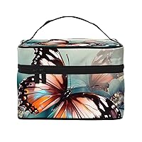 Beautiful Butterfly Print Makeup Bag for Women Portable Toiletry Bag Large Capacity Travel Cosmetic Bag for Outdoor Travel