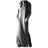 Womens Long Sleeve Dresses Loose Fit Dresses for Women Crew Neck Basic Maxi Long Winter Fall Dresses 2024
