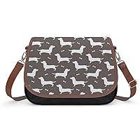 Dachshund Dogs Women‘s Crossbody Bags PU Leather Message Shoulder Handbag with Adjustable Strap for Travel Office