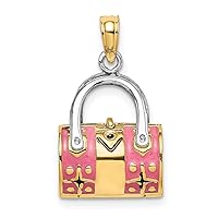 Charms Collection 14K & Rhodium 3-D Pink Enameled Handbag Opens Charm K6936