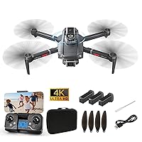 Drones with Camera for Adults 4K, S179 Brushless Motor Drone with LED Remote Control, Adjustable Camera Drone with 3 Batteries, 45 Min Flight Time, 360° Obstacle Avoidance, One Key Take Off/Landing, Drones for Kids Adults Beginners