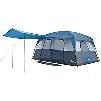 PORTAL 10 Person Camping Tent with Porch, Big Family Cabin Tent with 2 Rooms, 2 Doors, 2 Ground Vents, 6 Large Mesh Windows, Divided Curtain for Camping, Outdoor, Traveling, Water Resistant