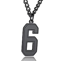 Men 0-9 Jersey Number Necklace, Custom Necklace Baseball/Basketball/Football with Number, Personalized Number Pendant Stainless Steel Chain Sports Necklaces for Men Women, with Gift Box