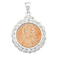 1 Cent (Penny) Rope Coin Bezel Pendant in Sterling Silver (Coin Not Included)