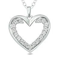 Valentine's Day Heart Miracle Set Wedding Pendant Necklace 14K White Gold Finish