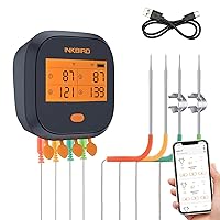 Inkbird WiFi Meat Thermometer IBBQ-4T, Wireless WiFi BBQ Thermometer for Smoker, Oven | APP Calibration Temp Graph | Mobile Notification Timer Alarm | Rechargeable Digital Grill Thermometer, 4 Probes