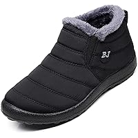 Womens Warm Snow Boots Outdoor Fur Lining Winter Shoes Anti-Slip Lightweight Ankle Bootie