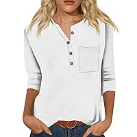 ADD Your Image to Front and Back Printing,Custom 3/4 Sleeve Henley Shirt for Women,Customized Tshirts Design Your Own