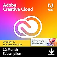Adobe Student & Teacher Edition Creative Cloud | Validation Required | 12-Month Subscription with Auto-Renewal, PC/Mac Adobe Student & Teacher Edition Creative Cloud | Validation Required | 12-Month Subscription with Auto-Renewal, PC/Mac Subscription (PC/Mac)
