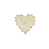Charming Ecru Cotton Crochet Heart Lace Doily - 6