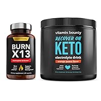 Vitamin Bounty Burn X13 and Recover on Keto Electrolytes Powder Bundle - Thermogenic Fat Burner, Keto Supplements, Keto Electrolyte Pills, Fat Burner for Men and Women - Bundle