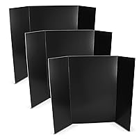 Flipside Products 36” x 48” Foam Project Boards for Presentations, Science Fair, School Projects, Event Displays and Trifold Picture Board - Black - 3 Pack