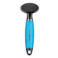 Cat Soft Slicker Brush, Cat Brush for Shedding, Removes Tangles, Mats & Loose Hair, Soft Coated Pins for Gentle Brushing, Memory Gel Grip Handle,Blue