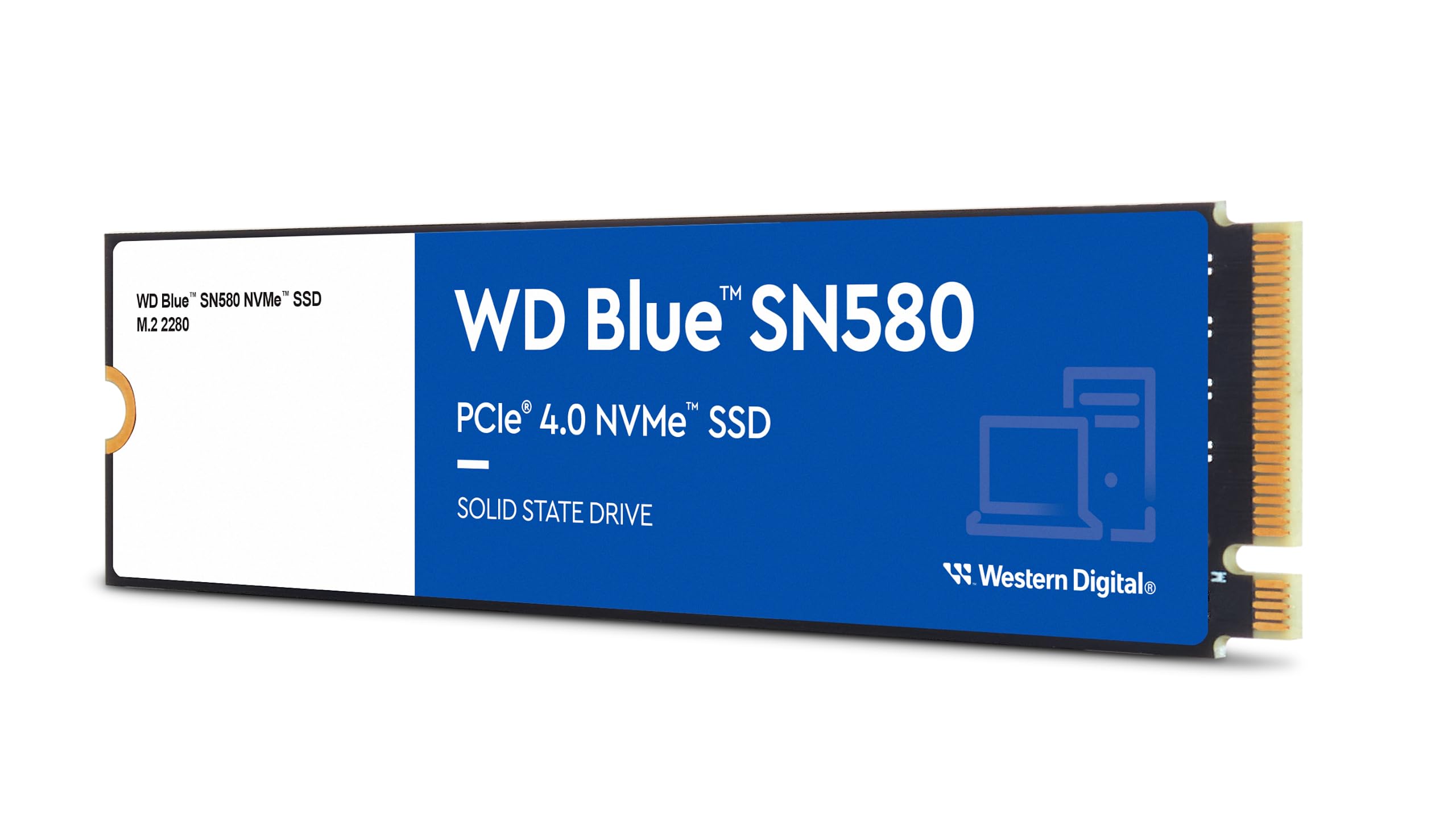 Western Digital 1TB WD Blue SN580 NVMe Internal Solid State Drive SSD - Gen4 x4 PCIe 16Gb/s, M.2 2280, Up to 4,150 MB/s - WDS100T3B0E