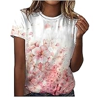 YUTANRAL Summer Tops for Women 2024 Trendy Vacation Short Sleeve Shirts Floral Boho Pritned Dressy Casual Comfy Tunic Clothes